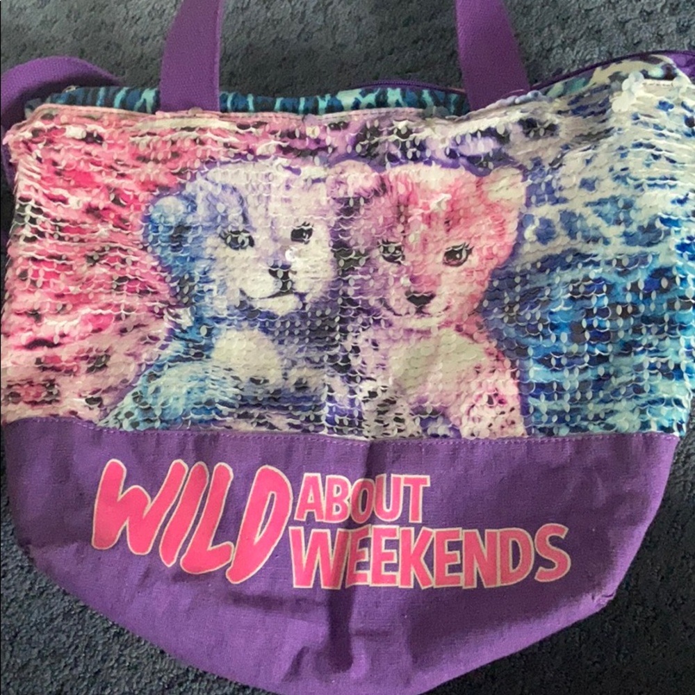 Justice wild about weekend sequin cheetah bag